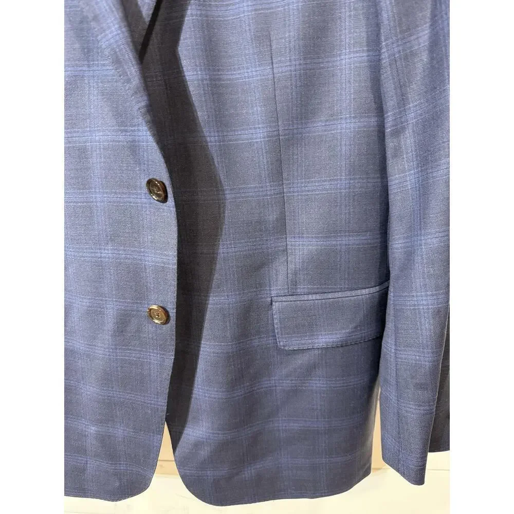Hart Schaffner Marx Worsted Wool Spandex Blend Men's Blue Suit 42R